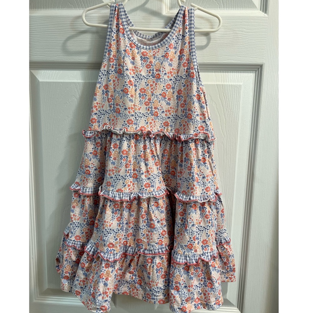 Floral tiered girls dress, Size 4T-5T.  Matching sister dress.